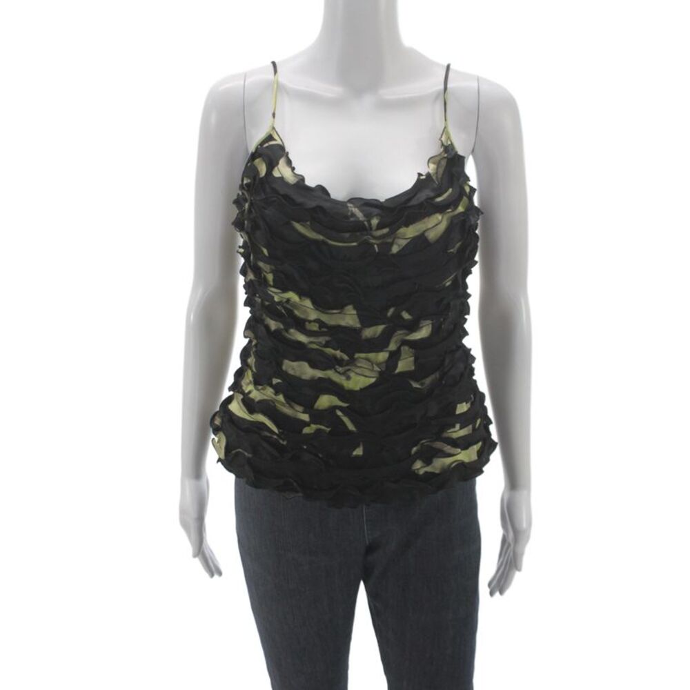 Armani Collezioni Women Silk Floral Scoop Neck Camisole Sleeveless Zip Size 4
